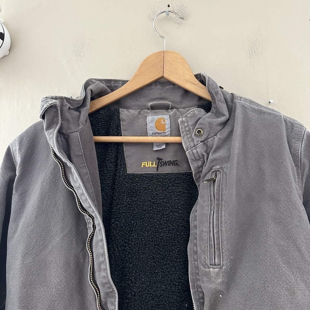 Carhartt Womens Full Swing Caldwell Sherpa Lined Jacket Size M Gray Workwear - Picture 2 of 12